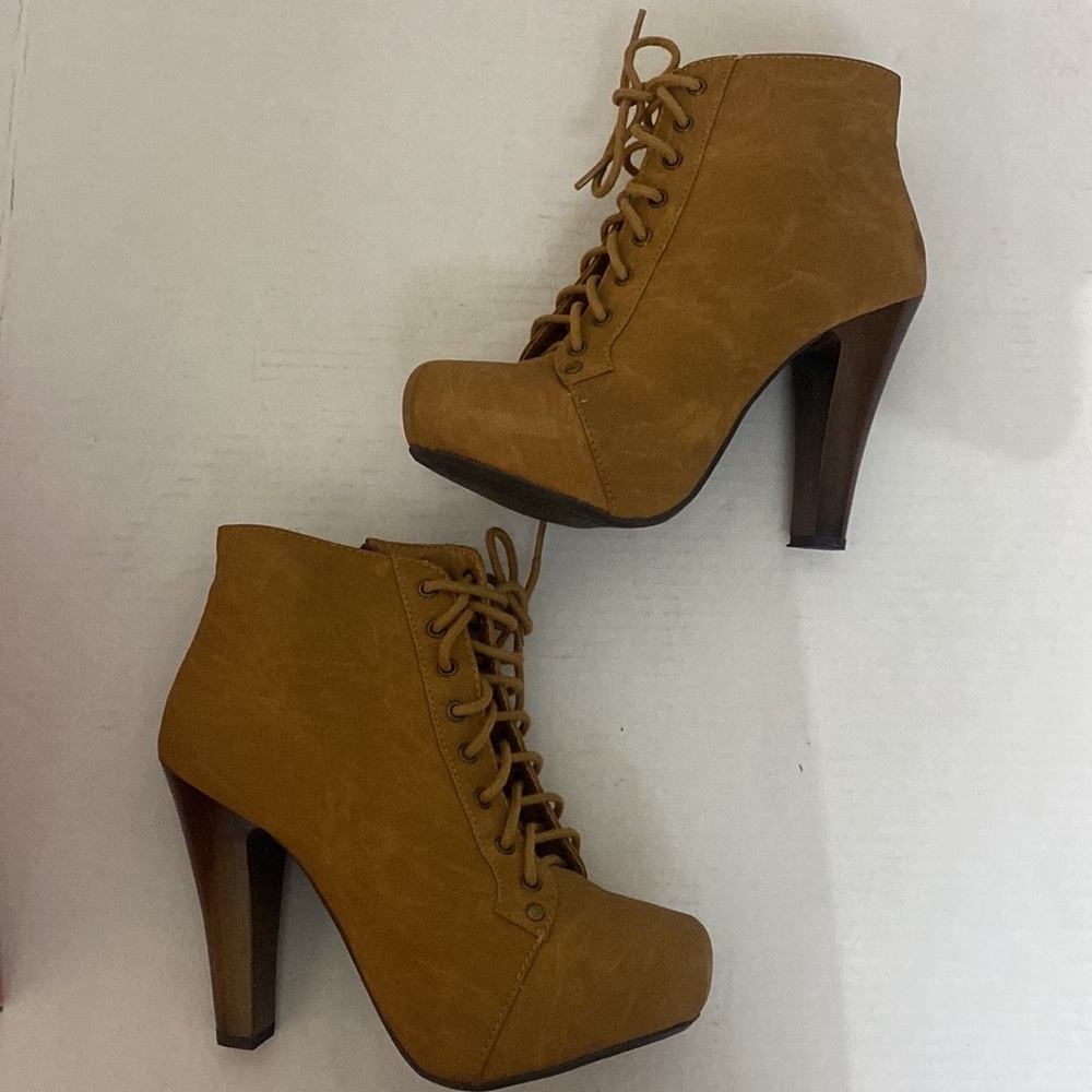 Brown bootie heels